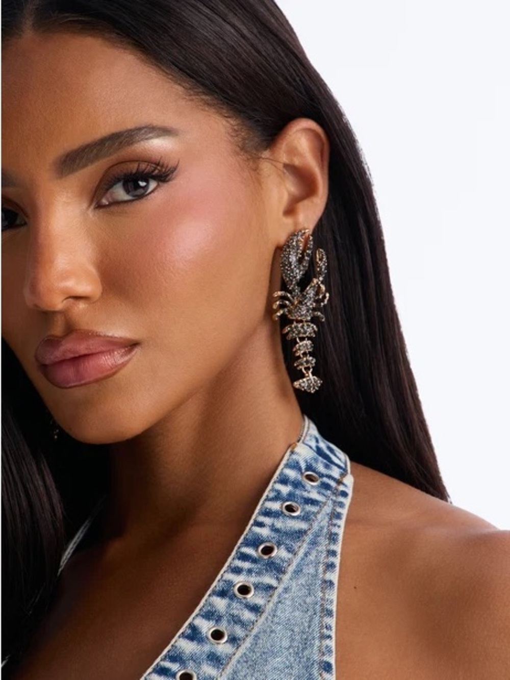 Crystal Rhinestone Lobster Novelty Earrings NEW 🏷️